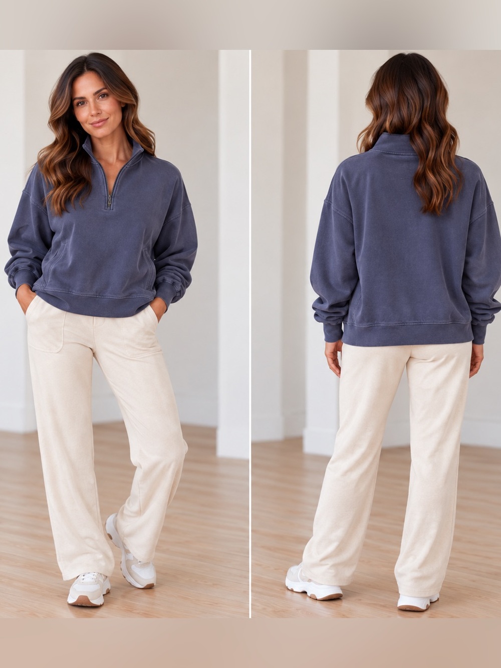 Athleta Purple Forever Fleece Quarter Zip Sweatshirt